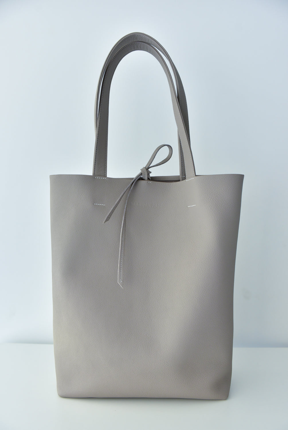 Taupe leather tote bag