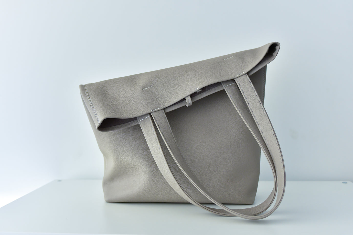 Taupe leather tote bag