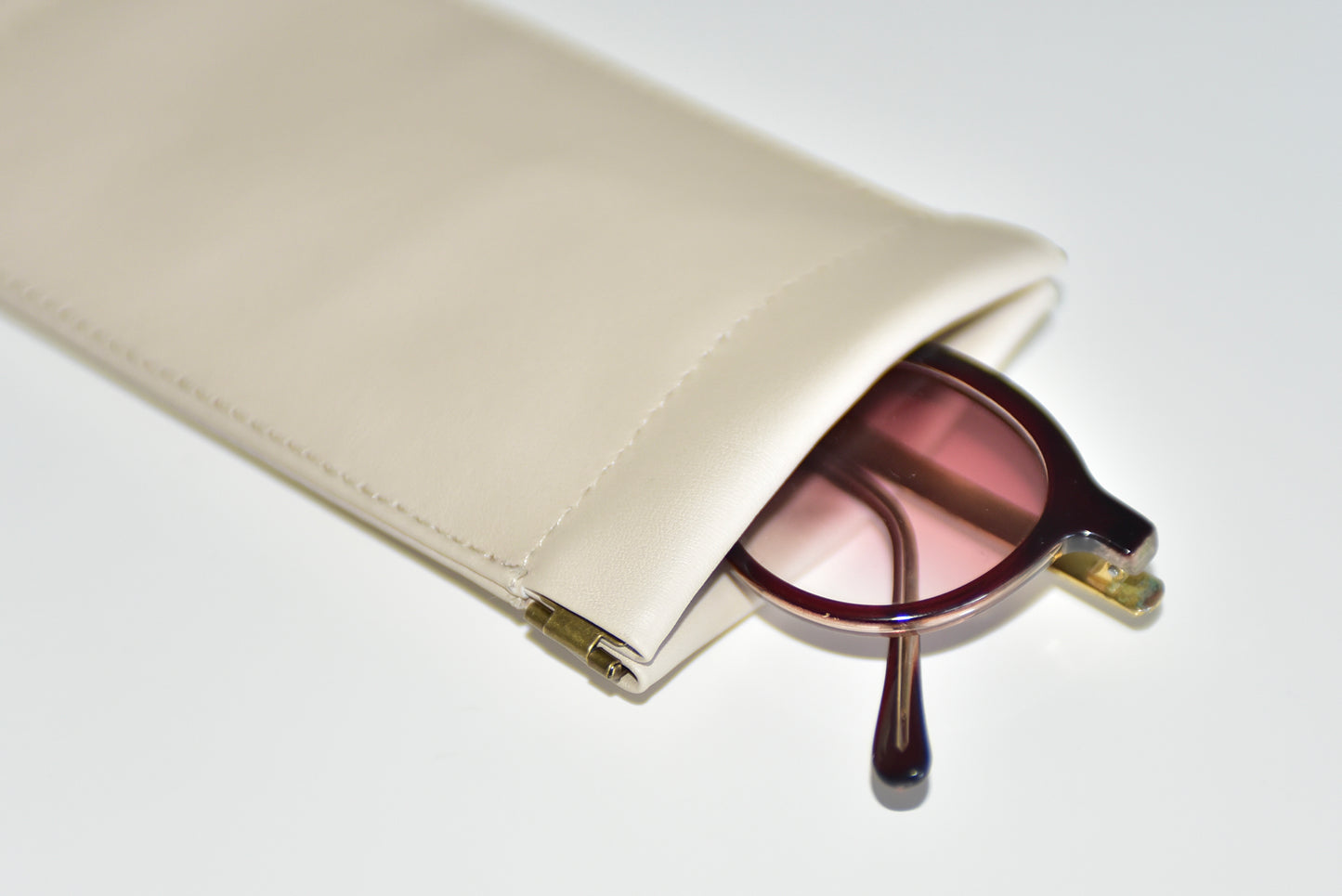 Beige leather glasses case