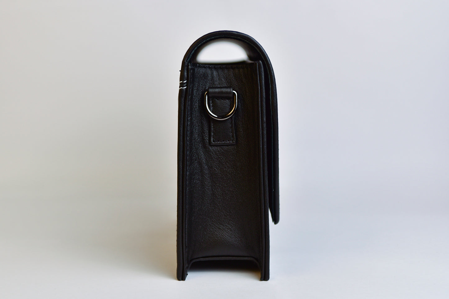 Black leather handbag clutch
